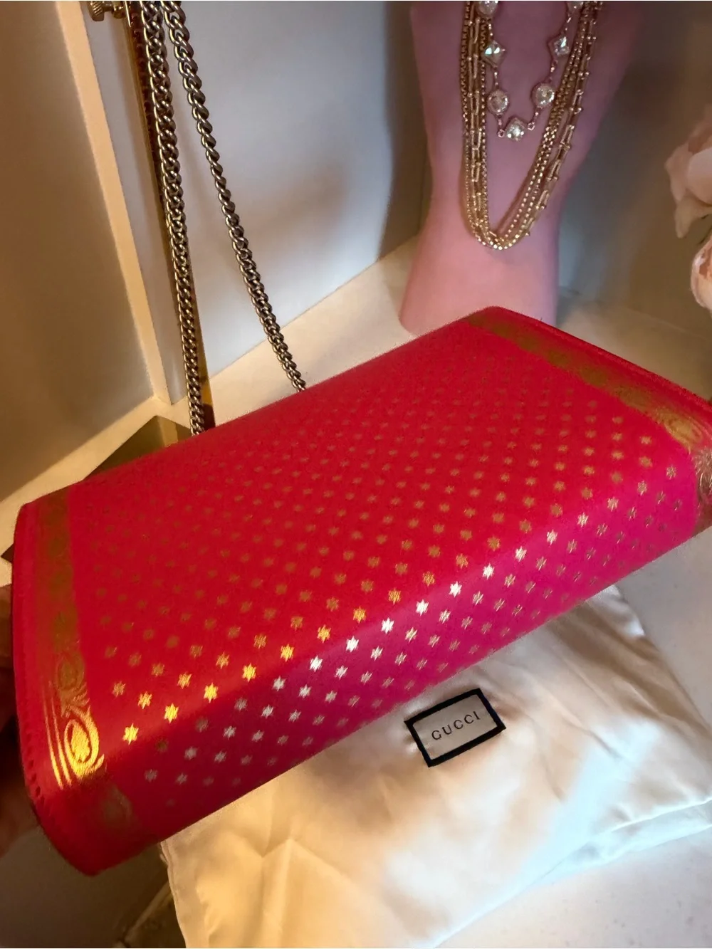 Pink Guccy X Sega Gold Star Crossbody Bag